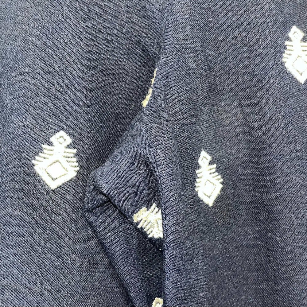 Zara Navy Blue Embroidered Culottes Size Large - Picture 10 of 14